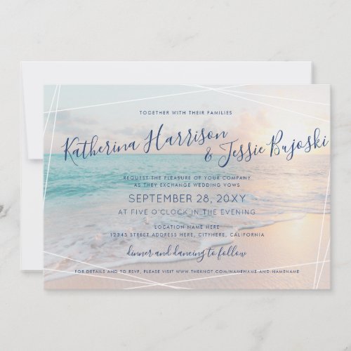 Beach Wedding Ocean Sunset Pink & Turquoise