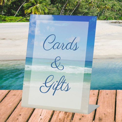 Beach Wedding Ocean Waves Photo Cards  Gifts Pedestal Sign