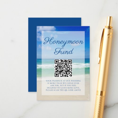 Beach Wedding Ocean Waves Photo Honeymoon Fund Enclosure Card