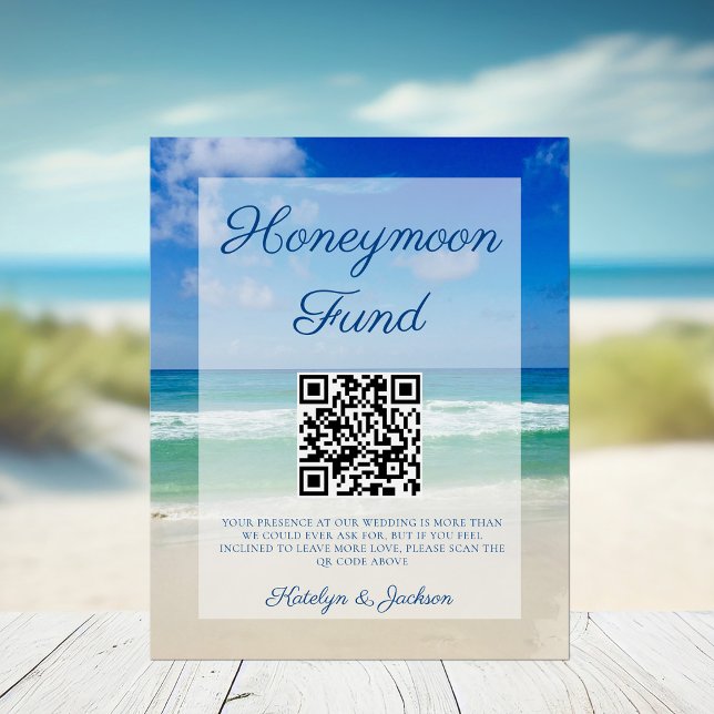 Beach Wedding Ocean Waves Photo Honeymoon Fund Foam Board (Creator Uploaded)