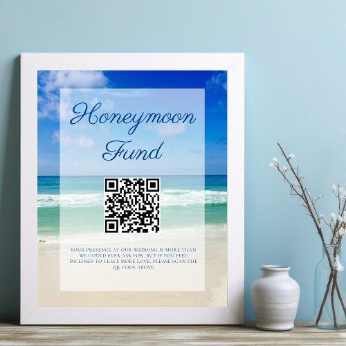 Beach Wedding Ocean Waves Photo Honeymoon Fund Poster