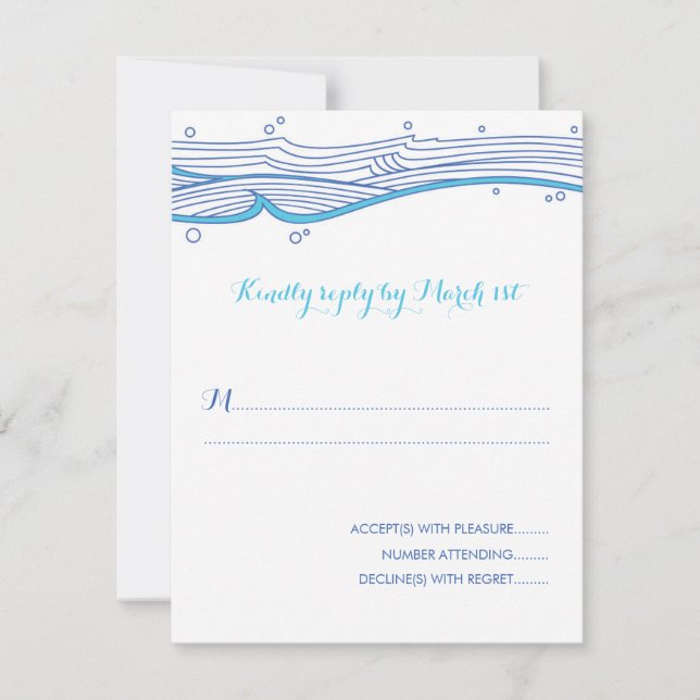 Beach Wedding Ocean Waves Reply Card (Front)