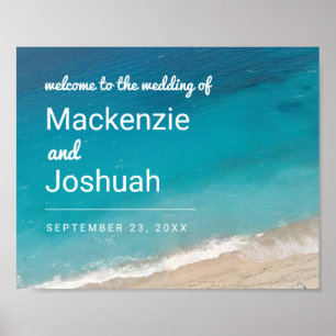 Beach Wedding Ocean Waves Welcome Poster