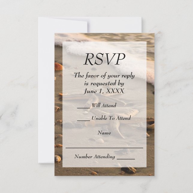 Beach Wedding or event RSVP (Front)