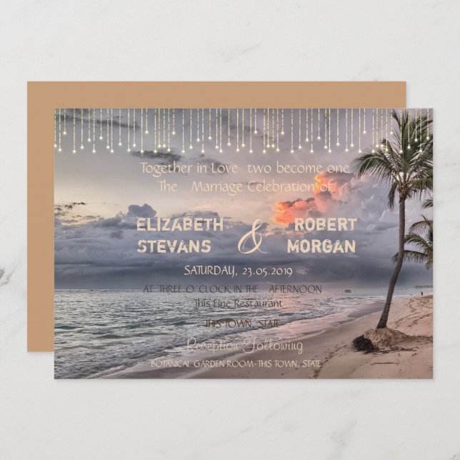 Beach Wedding ,Palm Invitation (Front/Back)