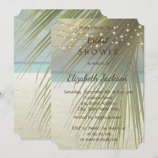 Beach Wedding  Palm Leaves Bridal Shower Invitation (Front/Back)