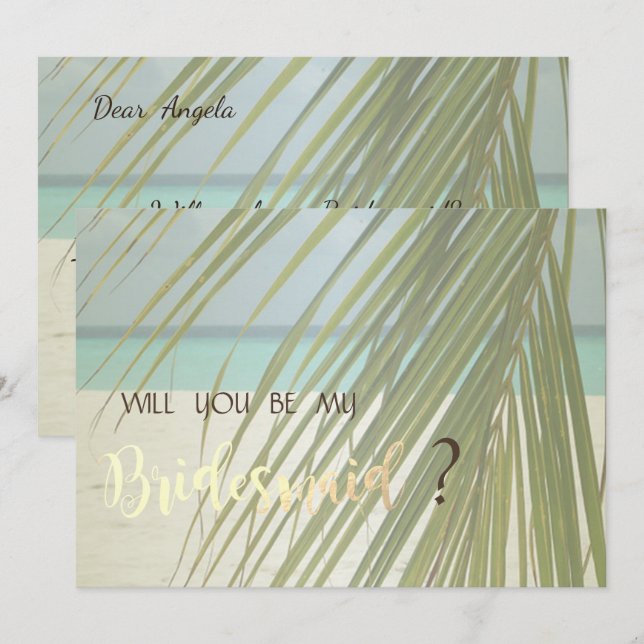 Beach Wedding Palm Leaves  Bridesmaid Card (Front/Back)