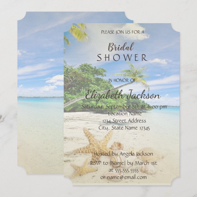 Beach Wedding,Palm,Seastar   Bridal Shower Invitation (Front/Back)