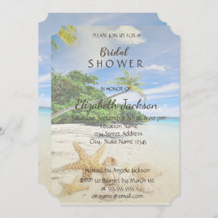 Beach Wedding,Palm,Seastar Bridal Shower Invitation