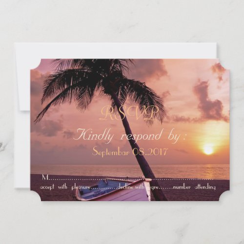 Beach Wedding Palm Sunset Boat  Arbor   RSVP