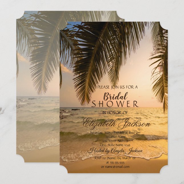 Beach Wedding,Palm Sunset Bridal Shower Invitation (Front/Back)