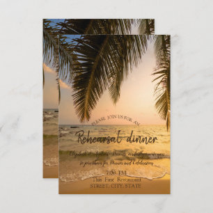 Beach Wedding,Palm Sunset Rehearsal Dinner Invitation