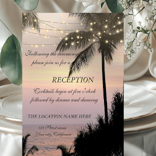 Beach  Wedding Palms Sunset  Reception Invitation
