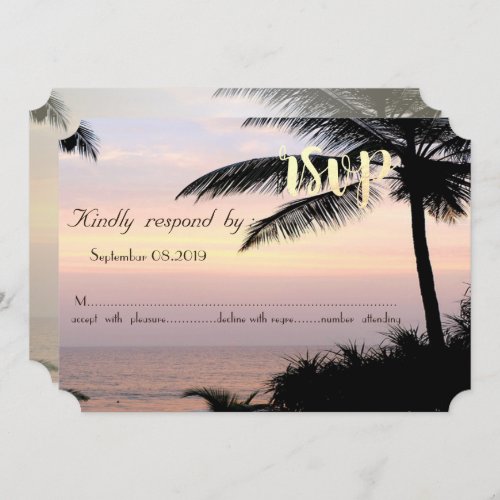 Beach Wedding Palms Sunset   RSVP Invitation