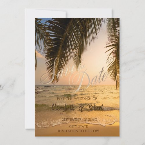 Beach WeddingPalms Sunset  Save The Date