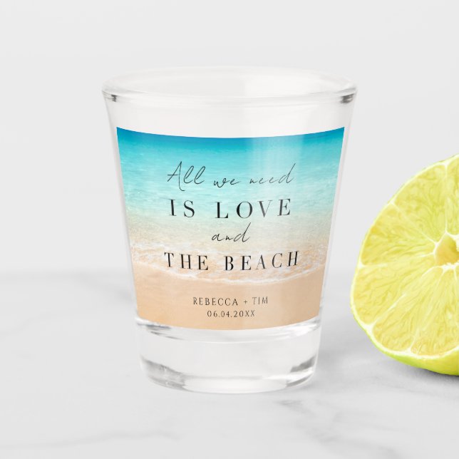 Beach Wedding Party Favor Shot Glass (Front)