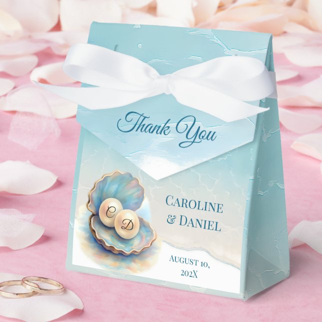 Beach Wedding Pearls Shell Elegant Ocean Theme  Favor Boxes (Wedding)