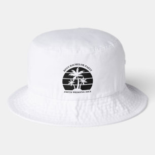 Beach Wedding Personalized Black White Palm Trees Bucket Hat