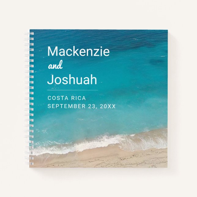 Beach Wedding Personalized Sandy Waves Guest Book (Front)