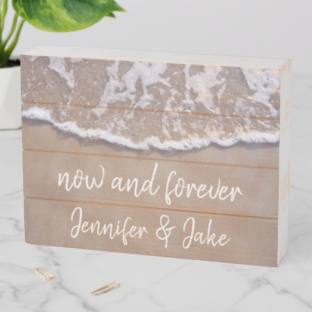Beach Wedding Personalized Wooden Box Sign (In Situ Horizontal)