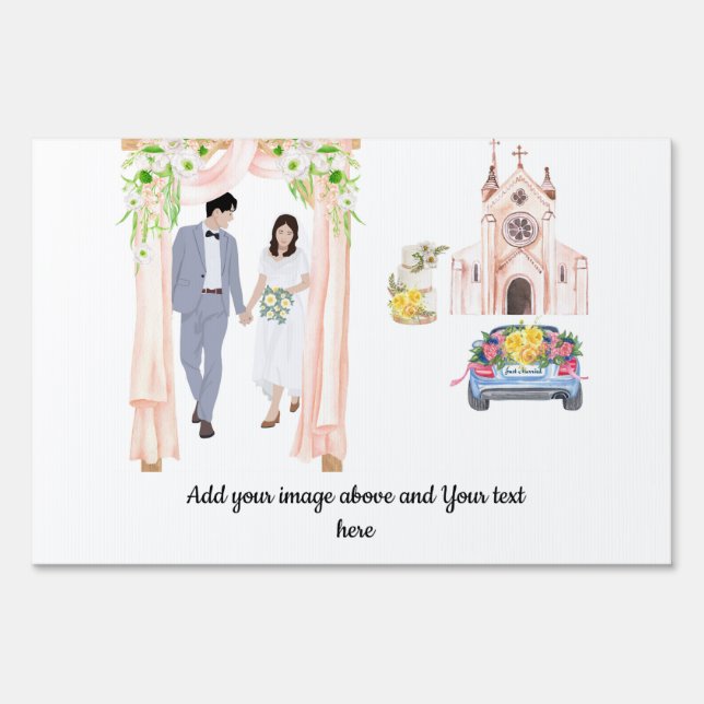 Beach wedding personalized Yard Sign (Back)