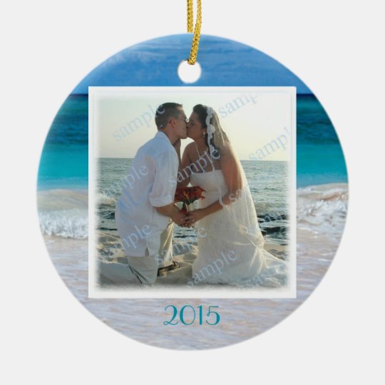 Beach Wedding Photo Frame Tropical Ocean Ornaments Zazzle Com