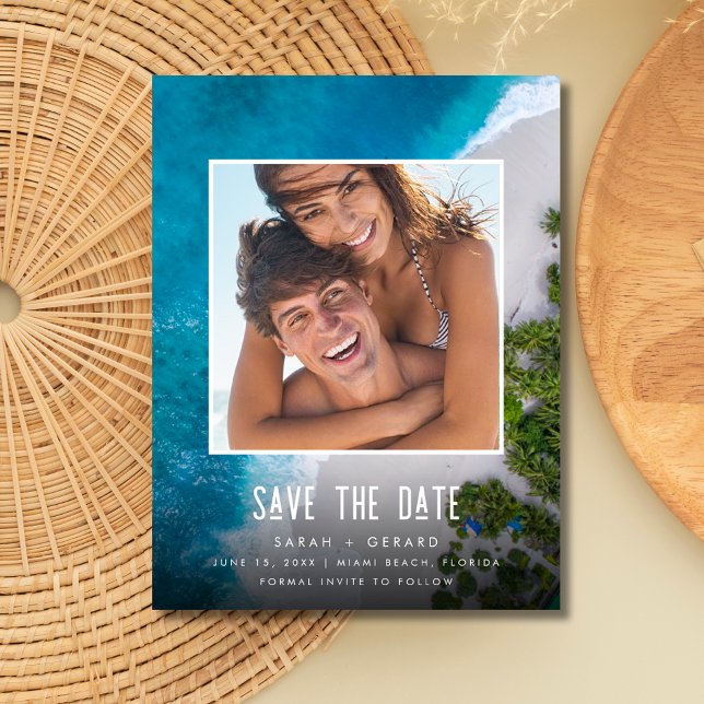 Beach Wedding Photo Save the Date  Announcement Postcard (Beach Wedding Photo Save the Date)