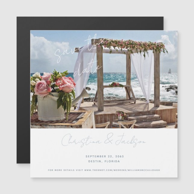 Beach Wedding Photo Save the Date Magnetic Invitation (Front/Back)