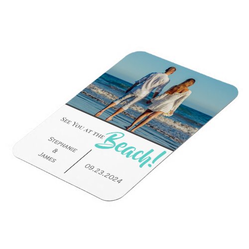 Beach Wedding Photo Script Save the Date Magnet