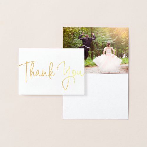 Beach Wedding Photo Thank You Card Gold Foil Mini