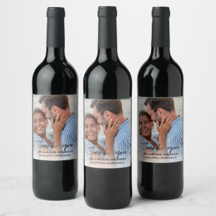 Beach Wedding Photo Thank You Favor Wine Label