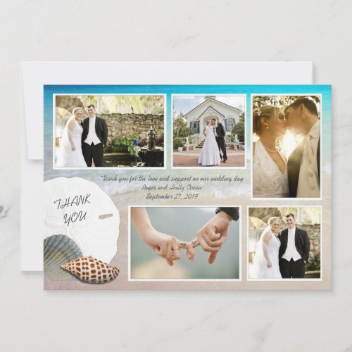 Beach Wedding Photo Thank You Flat Cards