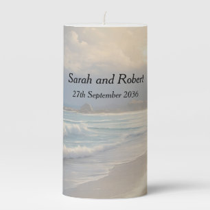 Beach Wedding Pillar Candle