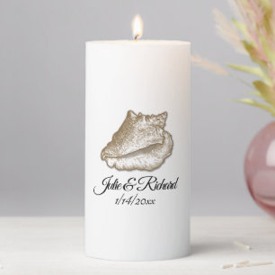 Beach Wedding Pillar Candle