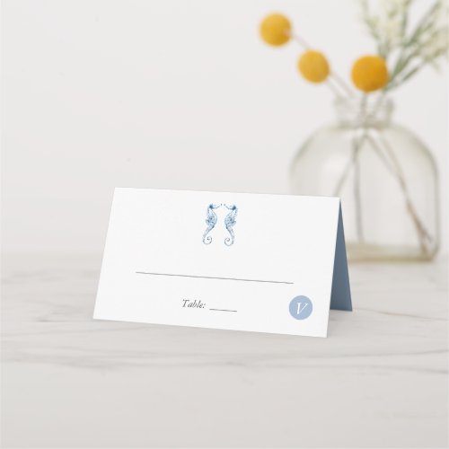 Beach Wedding Place Cards Meal Choice Seahorses