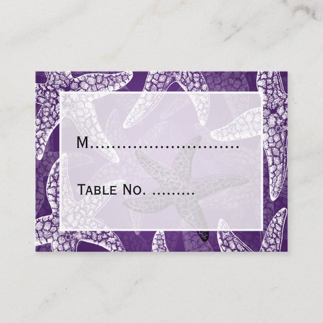 Beach Wedding  Placecards Starfish Purple (Front)