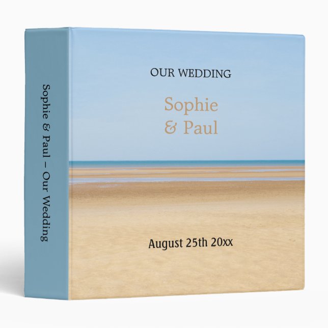 Beach Wedding Planning Personalized 3 Ring Binder (Front/Spine)