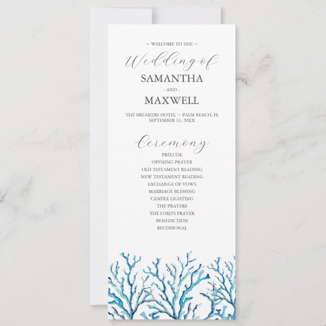 Beach Wedding Program Template (Front)