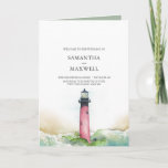 Beach Wedding Program Templates Lighthouse<br><div class="desc">Set the tone for your dream beach wedding with our exquisite program templates, adorned with a serene watercolor lighthouse and gentle ocean waves. Customize these templates effortlessly with your own text, making them a perfect match for tropical, destination, or beach-themed nuptials. For a wider selection of wedding processional order templates...</div>