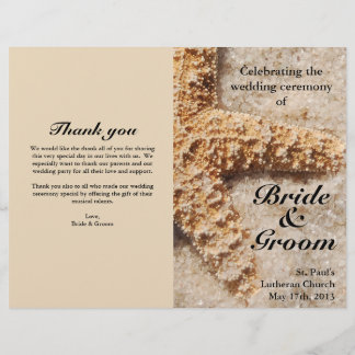 Beach Wedding Programs:  Starfish in Sand