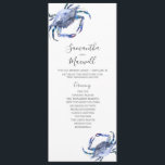 Beach Wedding Programs Watercolor Crab<br><div class="desc">These beach wedding programs feature unique watercolor crabs in shades of blue. Use the template fields to add your order of service. The card reverses to space to add your wedding party details. Order tea length printed cards or printable wedding programs. A charming choice for seaside and destination weddings. To...</div>