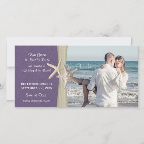 Beach Wedding Purple Save the Date Photo