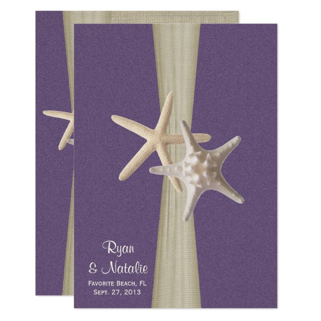 Beach Wedding Purple Starfish Invitation