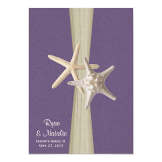 Beach Wedding Purple Starfish Card
