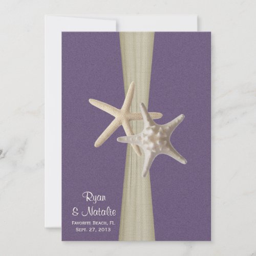 Beach Wedding Purple Starfish Invitation