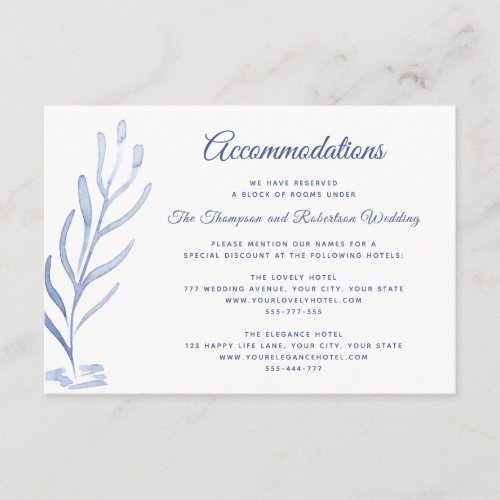 Beach Wedding Reception Blue and White Enclosure Card