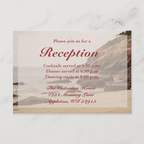 Beach Wedding Reception Cards - Rocky Beach Custom Invitation