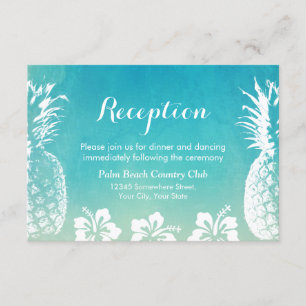 Beach Wedding Reception Watercolor Pineapples Invitation