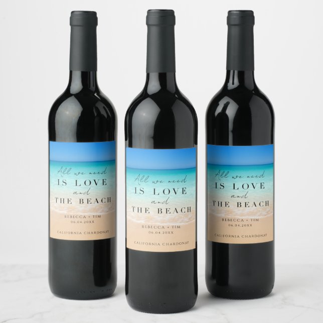 Beach Wedding Rehearsal Dinner Favor Wine Label (Bottles)
