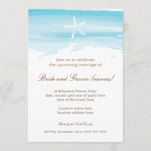 Beach Wedding Rehearsal Dinner ı Starfish & Sea Invitation